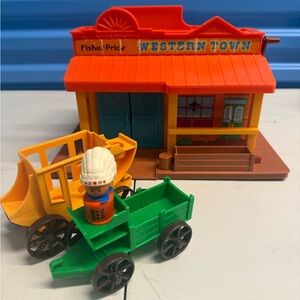 Vintage 1982 Fiaher-Price Little People Western Town #934 Playset w/ Accessories